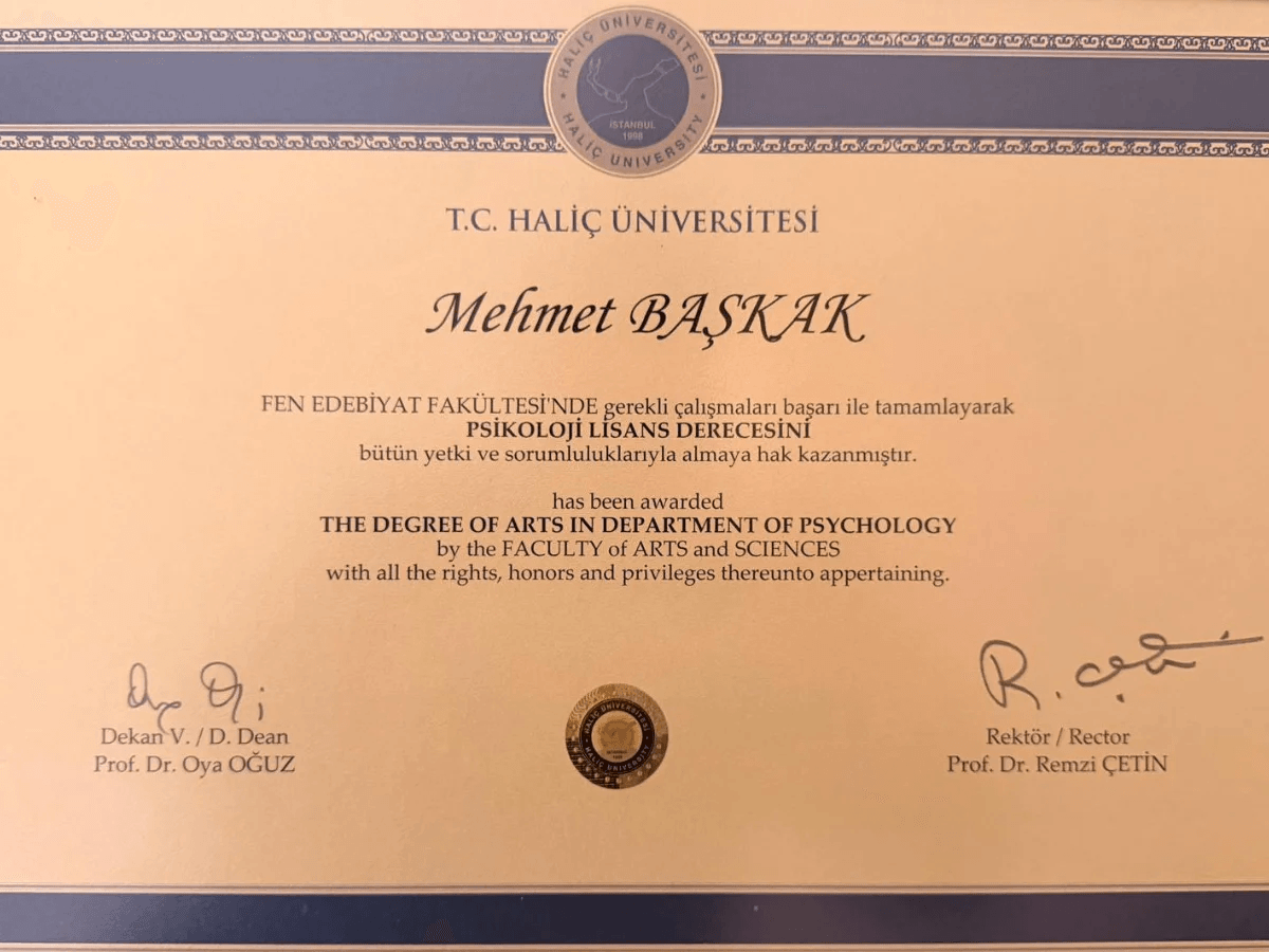 Mehmet Başkak, psikoloji, diploma, hipnoz