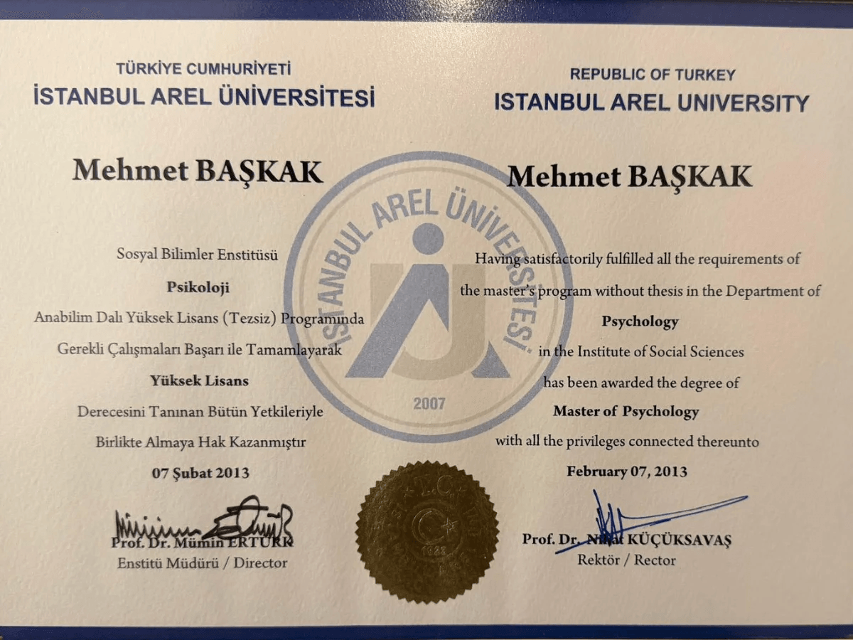 Mehmet Başkak, klinik psikoloji, yüksek lisans, hipnoz
